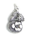 Drache mit Blume Sterling Silber Charm .925 x 1 Drachen mit Blumen