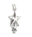 Triple star sterling silver charm .925 x 1 Stars charms