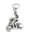 Girl on a Scooter Moped sterling silver charm .925 x 1 Scooters charm