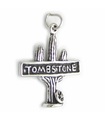 Signe de pierre tombale sur le charme en argent sterling de cactus .925 x 1 charmes de cactus