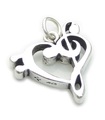 Bas och diskant Clef charm i sterling silver .925 x 1 Musik charm