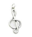 Ciondolo in argento sterling con chiave di violino .925 x 1 ciondoli con note musicali