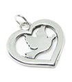 Coeur de paix avec breloque en argent sterling Colombe .925 x 1 breloques Love Doves