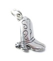 Cowboy Boots 2D breloque en argent sterling .925 x 1 breloques Cow Girl