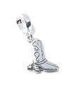 Cowboy Boots perle 2D breloque en argent sterling .925 x 1 breloques Cow Girl