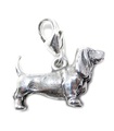 Basset hound dog on hummer clip sterling silver charm .925 x 1