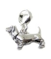 Basset Hound Dog auf Perlenträger Sterling Silber Charm .925 x 1