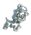 Puppy dog 2D sterling silver charm .925 x 1 Doggy Pup Dogs charms