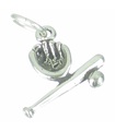 Baseballschläger Handschuh und Ball Sterling Silber TINY Charm .925 x 1 Charms