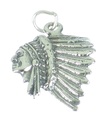 Native American Red Indian Chief sterling silver 2D charm hänge .925 x1