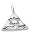 Star of David with Shalom sterling silver charm pendant .925 x 1 Jewish