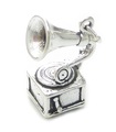 Grammophon Sterling Silber Charm .925 x 1 Früher Plattenspieler Charms