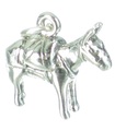 Donkey Mule pack sur le dos breloque en argent sterling .925 x 1 Donkeys Mules