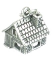 Stone house cabin sterling silver charm .925 x 1 Houses Cabins charms