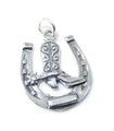 Fer à cheval avec breloque en argent sterling Boot .925 x 1 Breloques de cow-boy