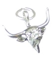 Longhorn styrhuvud charm i sterlingsilver .925 x 1 långhornsstyrning