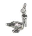 Pelican Bird charm i sterling silver .925 x 1 Pelicans Birds charm