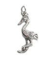 Stork Bird 2D charm i sterling silver .925 x 1 Storks Birds charm