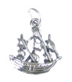 Breloque en argent sterling USS Jamestown Ship .925 x1 Breloques de navires américains américains