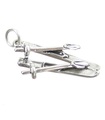 Skis with poles sterling silver charm .925 x 1 Skiing Ski charms