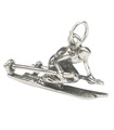 Breloque en argent sterling de skieur .925 x 1 Breloques de skieurs de ski