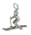 Charme en argent sterling de skieuse de dame .925 x 1 charmes de ski