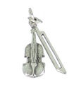 Ciondolo in argento sterling violino e arco .925 x 1 Music Violini Bows charms