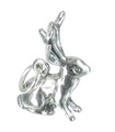 Charm av sterling silver av Jackalope .925 x 1 Jack-a-lope Kanin berlocker