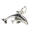 Charm minúsculo de plata de ley con delfín y becerro .925 x 1 Charm de delfines