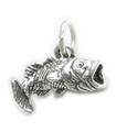 Large mouth Bass sterling silver charm .925 x 1 Fish Fishing charms