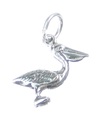 Charm de plata de ley con pájaro pelícano .925 x 1 Charm de pájaros y pelícanos