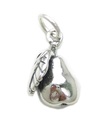 Ciondolo in argento sterling 2D a pera .925 x 1 Ciondoli frutta pere