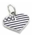 Heart shaped USA flag sterling silver charm .925 x 1 United States charms