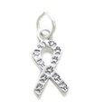 Ribbon With Paw Prints sterling silver charm .925 x 1 Awareness Charity