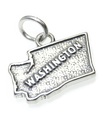 Charm de plata de ley con mapa de Washington .925 x1 encantos de Estados Unidos de América