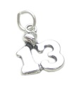 Number 13 Thirteen sterling silver charm .925 x 1 Birthday Teen charms