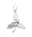 Charm de plata esterlina Holly .925 x 1 Charms de flores de Navidad Holley