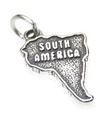 Charm de plata de ley con mapa de América del Sur .925 x1 Charms de América del Sur