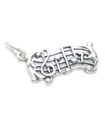 Music Staff charm i sterling silver .925 x 1 Band Dance Music Notes berlocker