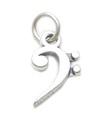 Breloque clé de basse en argent sterling .925 x 1 Breloques notes de musique