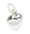 Charm de plata de ley con corazón llano hinchado .925 x 1 Charms de amor y corazones