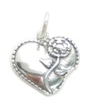 Heart with Flower sterling silver charm 925 x1 Hearts Flowers love charms