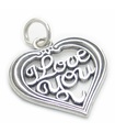 I Love You in Heart charm i sterling silver .925 x 1 Love heart charms