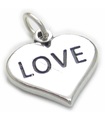 Love Heart charm i sterling silver .925 x 1 Loving Caring Hearts berlocker