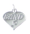 Charm de plata esterlina con corazón de banda .925 x 1 Colgantes de músicos de bandas musicales