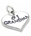 Nummer 1 Oma Herz Sterling Silber Charm .925 x 1 Liebesherzen