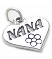 Nana Liebesherz mit Blume Sterling Silber Charm .925 x 1 Liebesanhänger