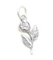 Rose sterling silver 2D charm .925 x 1 Roses Flower Flowers Plants charms