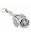 Charm rosa de plata de ley .925 x 1 Colgantes de plantas de flores de flores de rosas