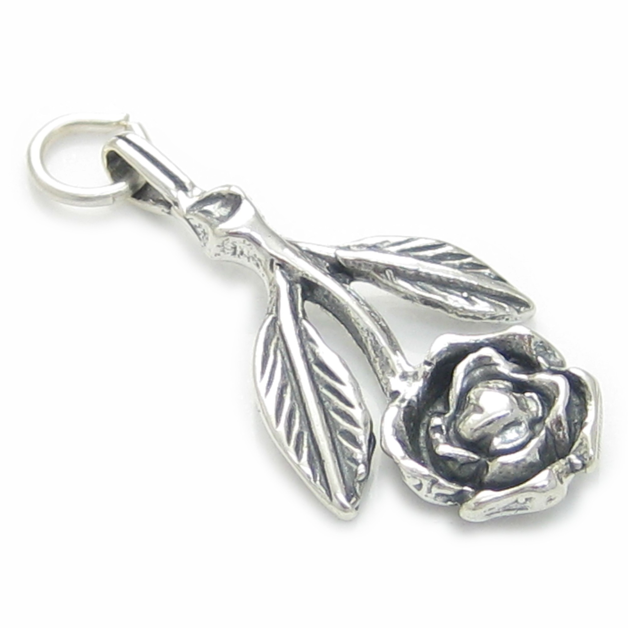 Rose sterling silver charm .925 x 1 Roses Flower Flowers Plants charms